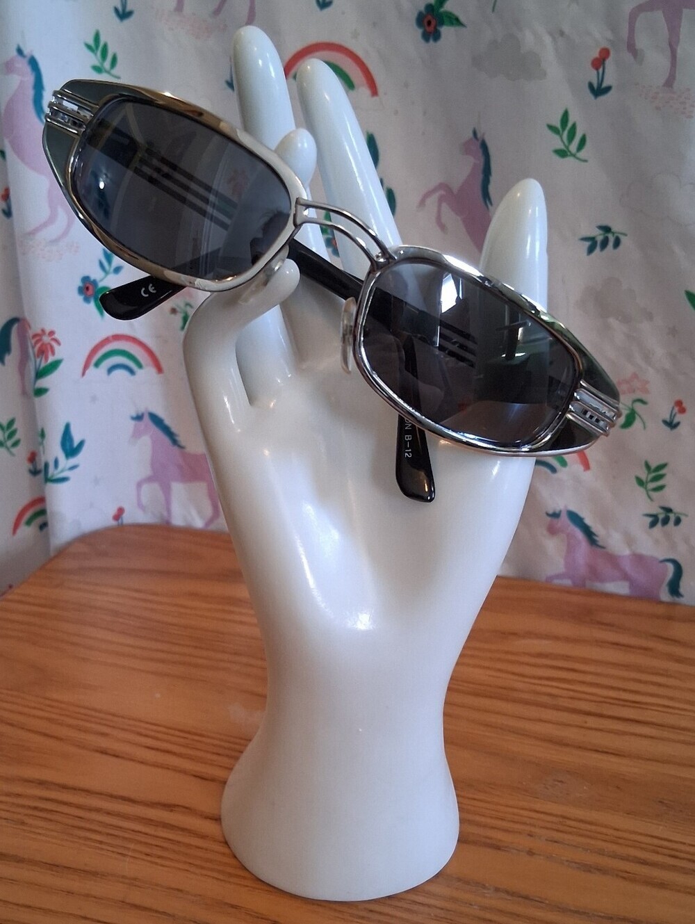 RARE Vintage 90s Bausch & Lomb Ron B12 Silver Cyber Goth Industrial Sunglass